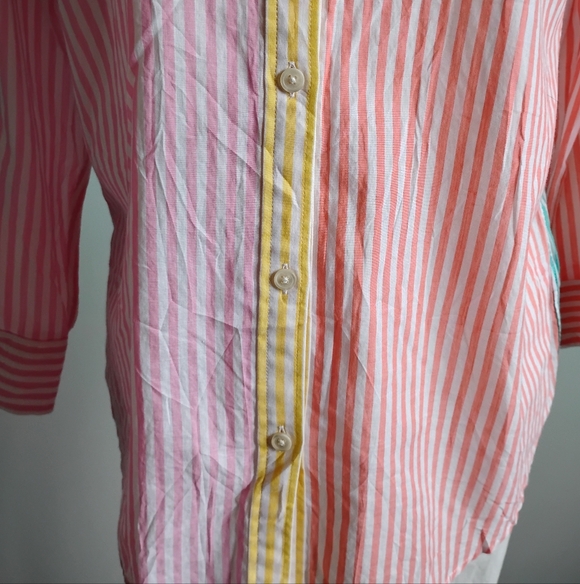 American Living Ralph Lauren Cotton Button Up Shirt Mixed Stripe Colorful Sz Lg - Picture 5 of 16